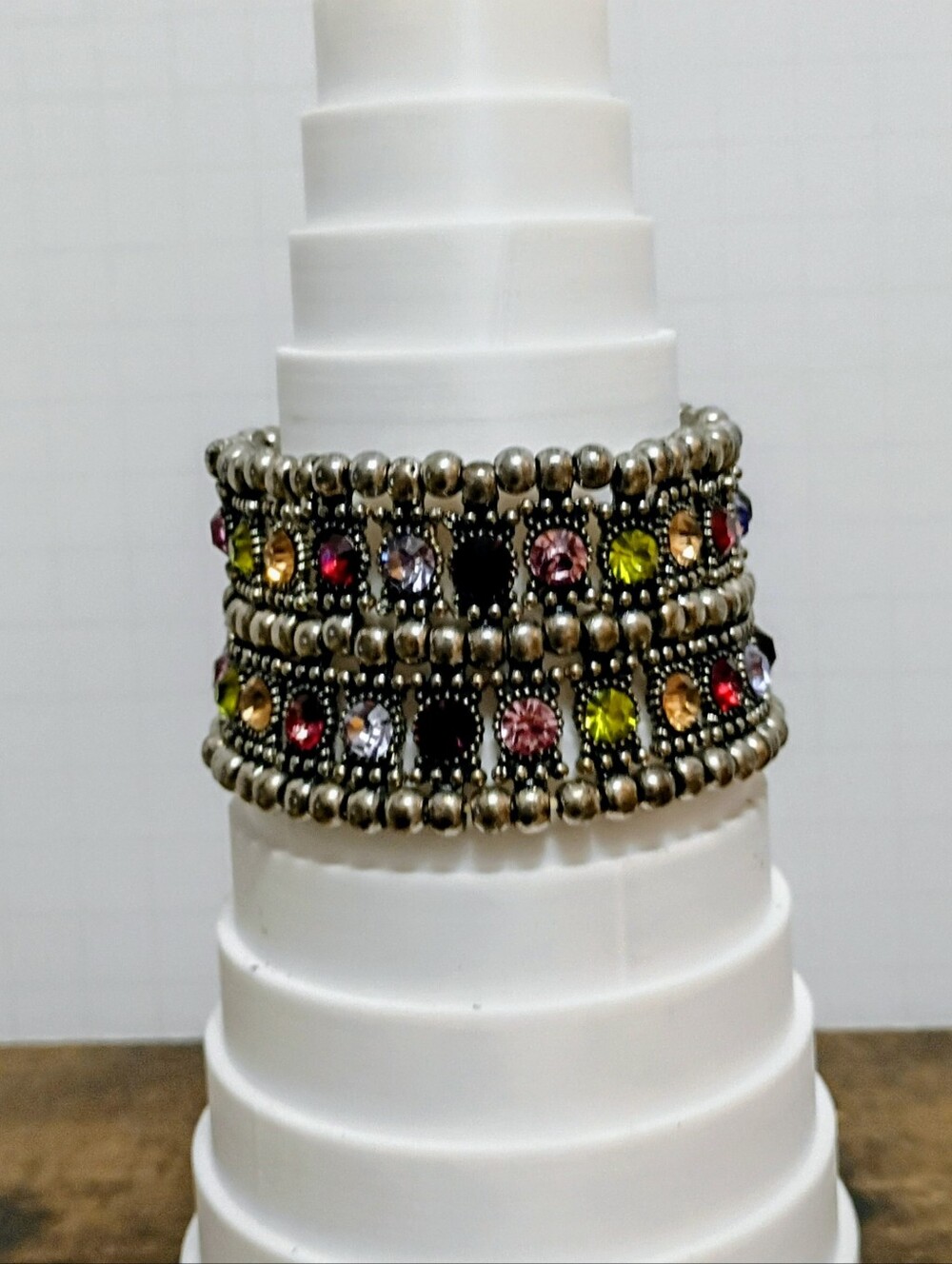 Multi Colors Rhinestones Two Row Bracelet